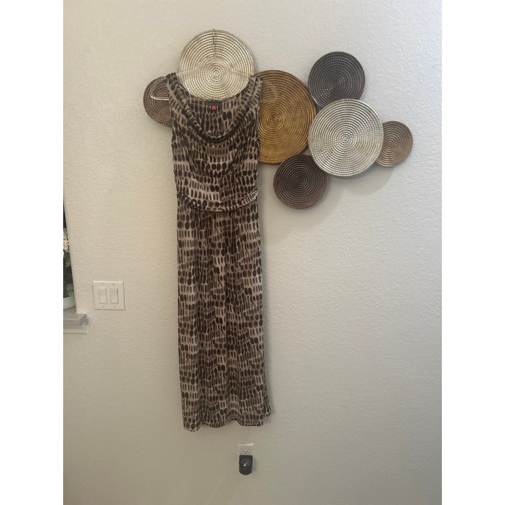 Vince‎ Camuto brown and tan animal print cowl neck maxi dress size M
